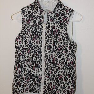 Self Esteem Girls Pink, Black, and White Leopard Print Puffer Vest Size Large